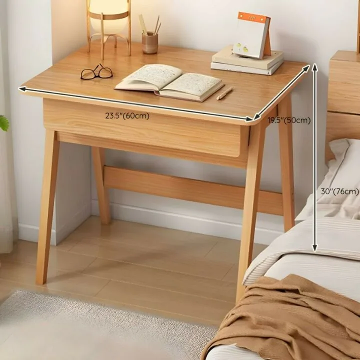 Scandinavian Office Study Desk with Natural Wood Base