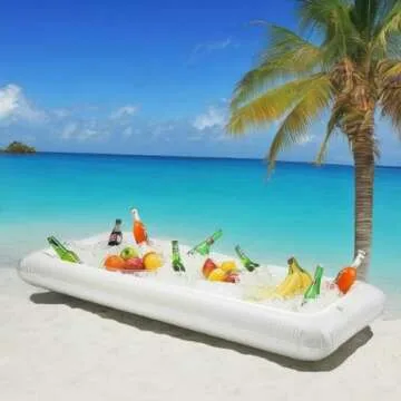 Inflatable Serving Bar Salad Buffet Ice Tray Food Drink Cooler for Picnic Luau Pool Party with Drain Plug, 2 Pack