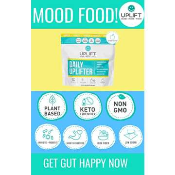 Uplift Food Organic Prebiotic Fiber Supplement - Vegan, Low Carb, Non GMO Fiber Powder, Resistant Starch Digestive - Daily Uplifter, Vanilla, 7.13 Ounces (Pack of 1)