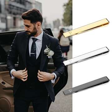 UBGICIG Stylish 3 Pcs Stainless Steel Tie Clip Set for Men