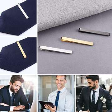UBGICIG Stylish 3 Pcs Stainless Steel Tie Clip Set for Men