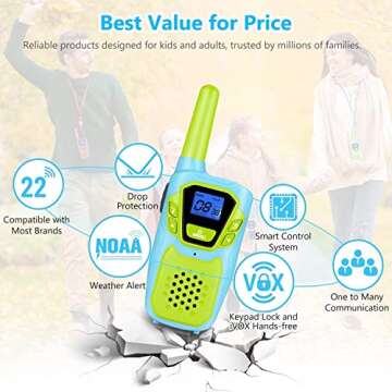 Topsung Walkie Talkies for Kids Adults Long Range Rechargeable 3 Pack, Drop Proof Walkie Talkies Toy...