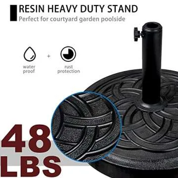 Sundale Outdoor Decorative Cast Stone Patio Umbrella Base – 48 lbs Heavy Duty Stand for 1.5&1.9 In...