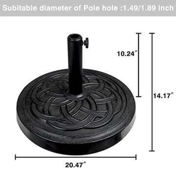 Sundale 48 lbs Cast Stone Patio Umbrella Base for All Poles