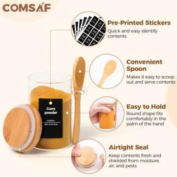 ComSaf 12 Pcs Glass Spice Jars with Lids and Spoons