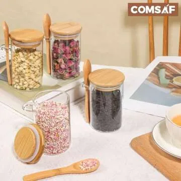 ComSaf 12 Pcs Glass Spice Jars with Lids and Spoons