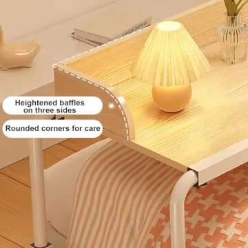 DYUNCZ Adjustable Overbed Table, Over The Bed Table with Wheels, Overbed Desk, King Size Bed Table, Rolling Tray Table for Laptop and Writing for Living Room, Laptop Desk Over Bed Table (Color : Whit