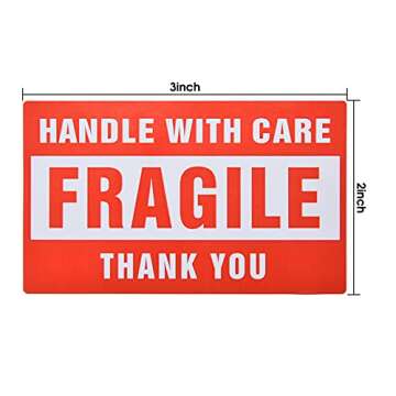 Pacific Mailer Fragile Stickers for Shipping 3in x 2in Handle with Care Fragile Stickers Shipping La...