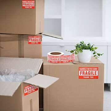 Pacific Mailer Durable Fragile Stickers 2000 count Bulk