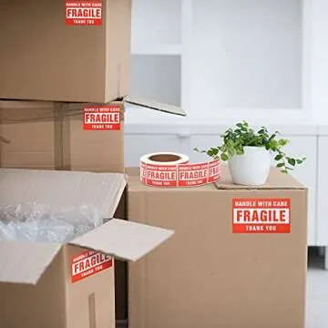 Pacific Mailer Durable Fragile Stickers 2000 count Bulk