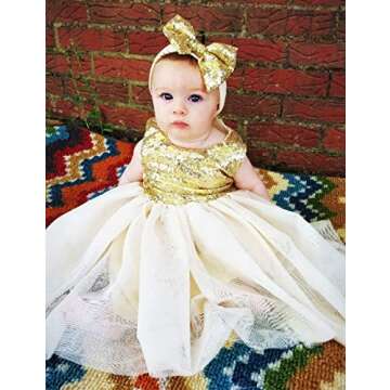 Cilucu Flower Girls Dresses Kids Birthday Party Dress Toddlers Sequin Tutu Dress Pageant Gown Sleeve...