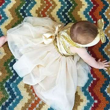 Cilucu Flower Girls Dresses for Birthday Parties Gold Tutu