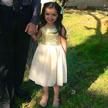 Cilucu Flower Girls Dresses for Birthday Parties Gold Tutu