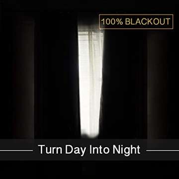 Rose Home Fashion Linen Blackout Curtains for Bedroom, 100% Black Out Curtains 84 Inch Long with Lin...