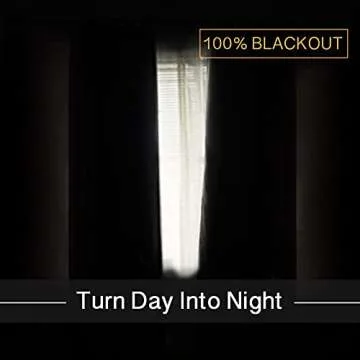 Rose Home Fashion Linen Blackout Curtains for Bedroom, 100% Black Out Curtains 84 Inch Long with Lin...