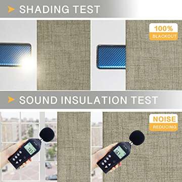 Rose Home Fashion Linen Blackout Curtains for Bedroom, 100% Black Out Curtains 84 Inch Long with Liner, Living Room Thermal Insulated Drapes, 50x84, Natural, 2 Panels Set