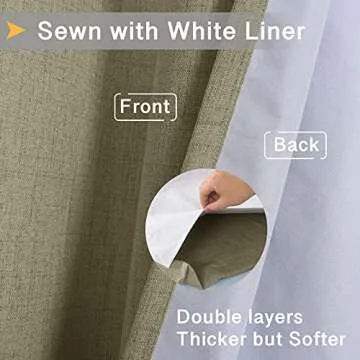 Rose Home Fashion Linen Blackout Curtains for Bedroom, 100% Black Out Curtains 84 Inch Long with Liner, Living Room Thermal Insulated Drapes, 50x84, Natural, 2 Panels Set