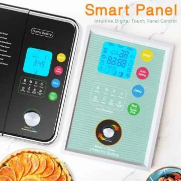 Kalamera 2LB Bread Machine, Black Stainless Steel Bread Maker with Nonstick Pan, Full Touch Panel Tempered Glass, Reserve& Keep Warm Set and Recipes,18-in-1.