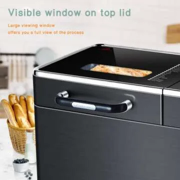 Kalamera 2LB Bread Machine, Black Stainless Steel Bread Maker with Nonstick Pan, Full Touch Panel Tempered Glass, Reserve& Keep Warm Set and Recipes,18-in-1.