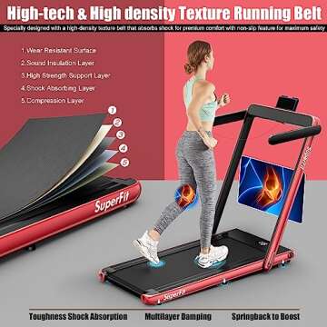 Goplus 2 in 1 Folding Electric Treadmill, 2.25HP Superfit Under Desk, Installation-Free with Blue Tooth Speaker, Remote Control, APP Control and LED Display, Walking Jogging for Home Office