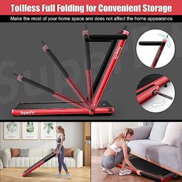 Goplus 2 in 1 Folding Electric Treadmill, 2.25HP Superfit Under Desk, Installation-Free with Blue Tooth Speaker, Remote Control, APP Control and LED Display, Walking Jogging for Home Office