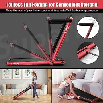 Goplus 2 in 1 Folding Electric Treadmill, 2.25HP Superfit Under Desk, Installation-Free with Blue Tooth Speaker, Remote Control, APP Control and LED Display, Walking Jogging for Home Office