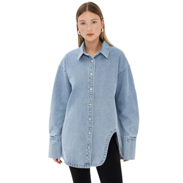 Lioness Off Duty Women’s Denim Shirt – Trendy Asymmetrical Cut