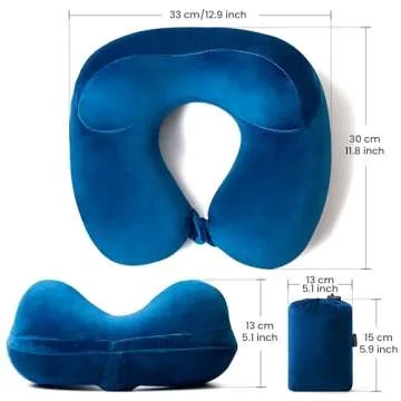 Anmerl Inflatable Travel Pillow Soft Velvet Portable Neck Pillow with Storage Bag for Airplane Train...
