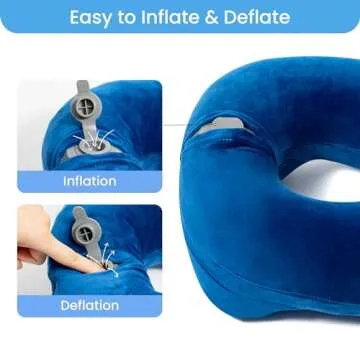 Anmerl Inflatable Travel Pillow Soft Velvet Portable Neck Pillow with Storage Bag for Airplane Train Car Office