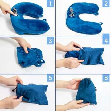 Anmerl Inflatable Travel Pillow Soft Velvet Portable Neck Pillow with Storage Bag for Airplane Train Car Office