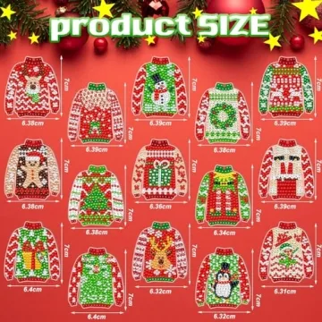 15 Pcs Christmas Diamond Painting Keychain Set for DIY Crafts