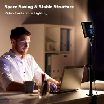 Key Light, Dazzne D20 Video Conference Lighting, Streaming Lighting Dimmable Bi-Color 3200-5600k Vid...