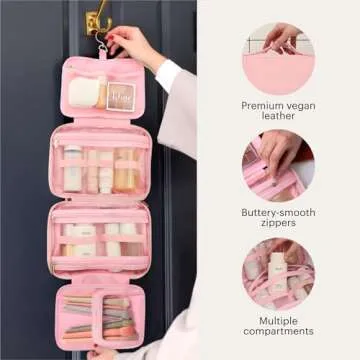 Pink Hanging Toiletry Bag for Women Travel Organizer