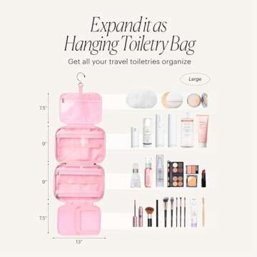 Pink Hanging Toiletry Bag for Women Travel Organizer
