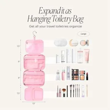 Pink Hanging Toiletry Bag for Women Travel Organizer