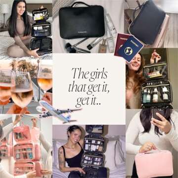 Pink Hanging Toiletry Bag for Women Travel Organizer