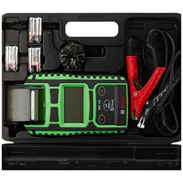 Bosch 1699200244 Bat 135 Battery and Charging System Tester with Integrated Printer, Detachable Clamps, and Storage Case for 6V and 12V Batteries and 12V and 24V Charging Systems