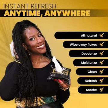 Tress Clean All Natural, rinse-free, Essential oil Braid, Loc & Scalp cleansing refresh Wipes - Soothing, hair cleansing shampoo wipes. Deodorizing Braid & Loc detox! Scalp Cleanse for Braids & Locs