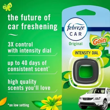 Febreze Car Air Freshener - Odor Neutralizing Vent Clip, Gain Scent, 4-Pack