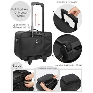 MONSTINA Rolling Makeup Train Case,Trolley Cosmetic Case,3-Layer Cosmetic Organizer,Extra Large Make...
