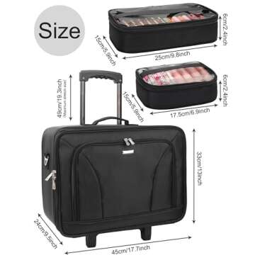 MONSTINA Rolling Makeup Train Case,Trolley Cosmetic Case,3-Layer Cosmetic Organizer,Extra Large Makeup Travel Bag for Hairstylist, Trolley Travel Hairdressing Case with Adjustable Divider(Black)