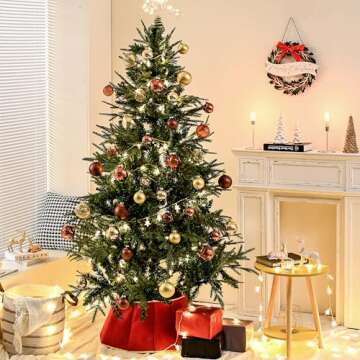 AOMOONOA Gold Glass Christmas Ball Ornaments for Christmas Tree, 2.36” Christmas Hanging Ornaments...