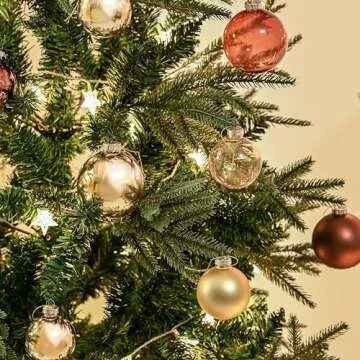 AOMOONOA Gold Glass Christmas Ball Ornaments Set of 12
