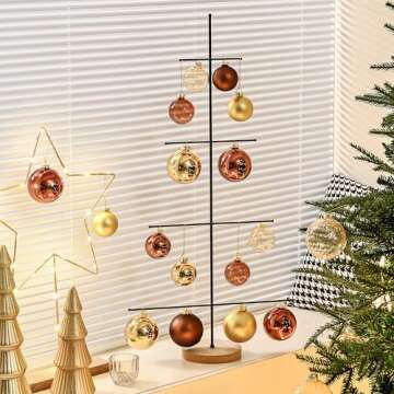 AOMOONOA Gold Glass Christmas Ball Ornaments for Christmas Tree, 2.36” Christmas Hanging Ornaments Set of 12 Christmas Baubles for Holiday Party Xmas Tree Decorations Gifts