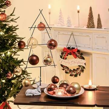 AOMOONOA Gold Glass Christmas Ball Ornaments for Christmas Tree, 2.36” Christmas Hanging Ornaments Set of 12 Christmas Baubles for Holiday Party Xmas Tree Decorations Gifts