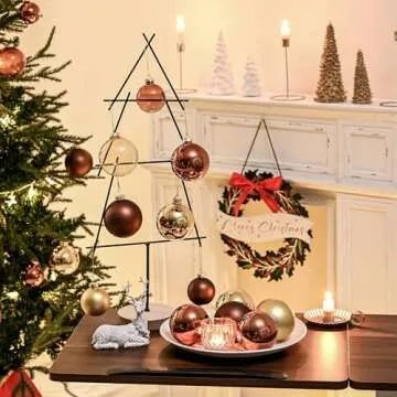 AOMOONOA Gold Glass Christmas Ball Ornaments Set of 12