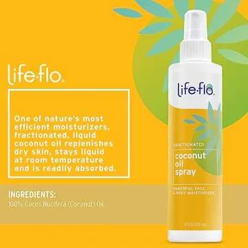Life-flo Fractionated Coconut Oil Spray, Refined Liquid Coconut Oil for Skin Care, Hair Care, Lightw...