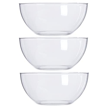 Versatile Clear Plastic Salad Serving Bowls Set of 3 | BPA-Free