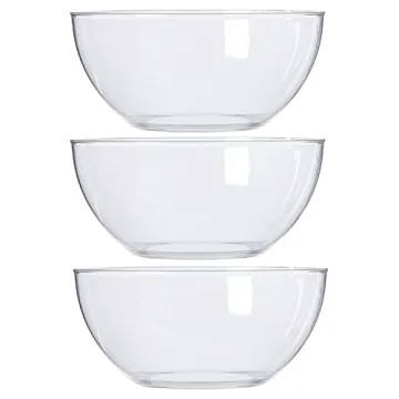 Versatile Clear Plastic Salad Serving Bowls Set of 3 | BPA-Free