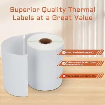 8 Rolls 4XL Direct Thermal Shipping Labels for DYMO 4XL
